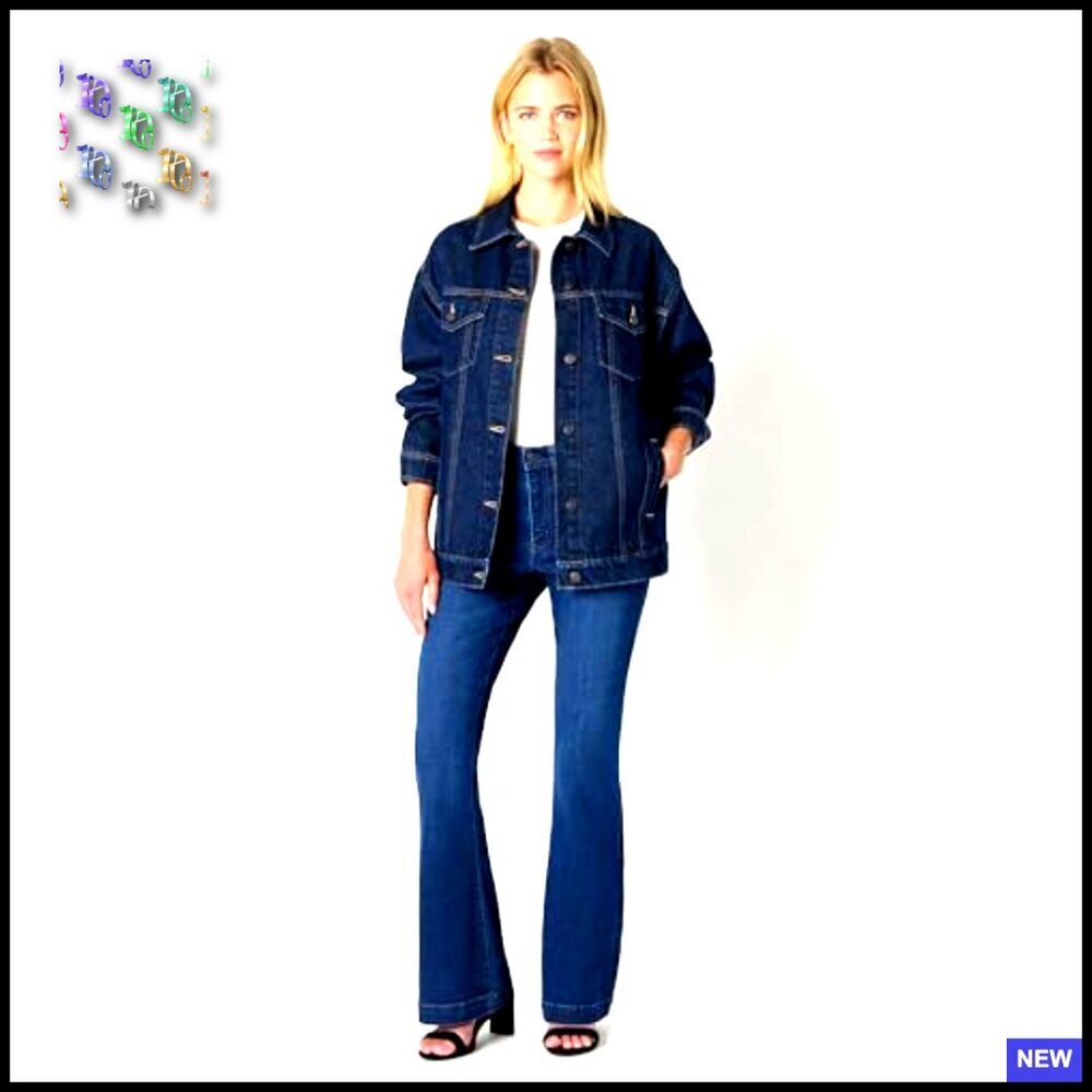 Oversized Trucker Jacket Heavyweight Denim Rigid Fit Y2K Chic Layering - Picture 5 of 7